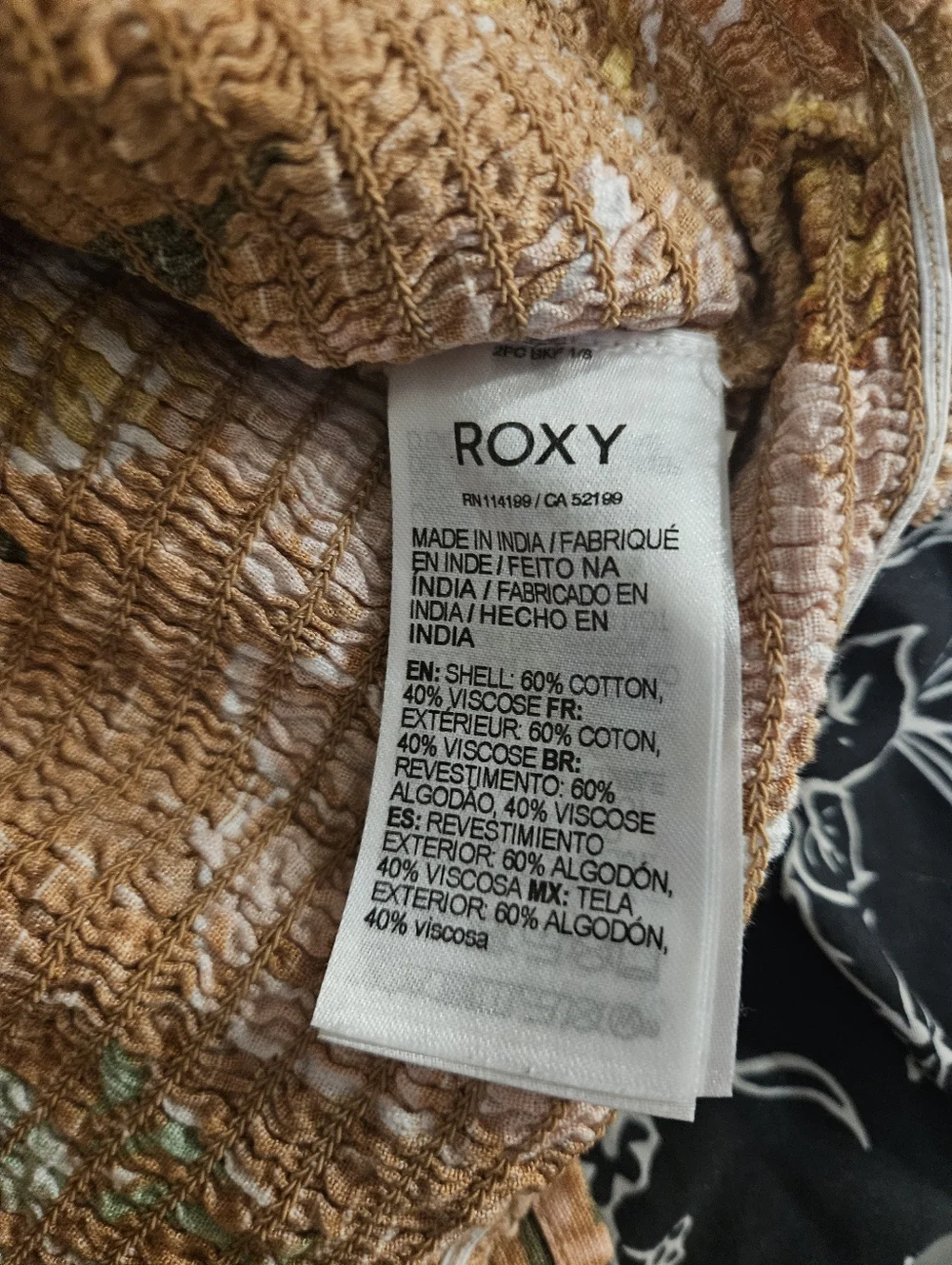 Roxy Floral Smocked Long Sleeve Crop Top - Picture 5 of 6